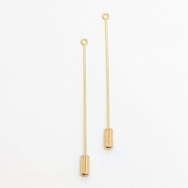 ブローチ タックピン 70mm 9ピンタイプ 2本 ピンブローチ ゴールド色