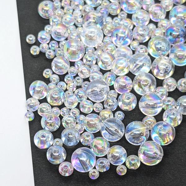 ビーズ 約24g（240個目安）オーロラ鍍金 シャボン玉 デザイン アクリル
