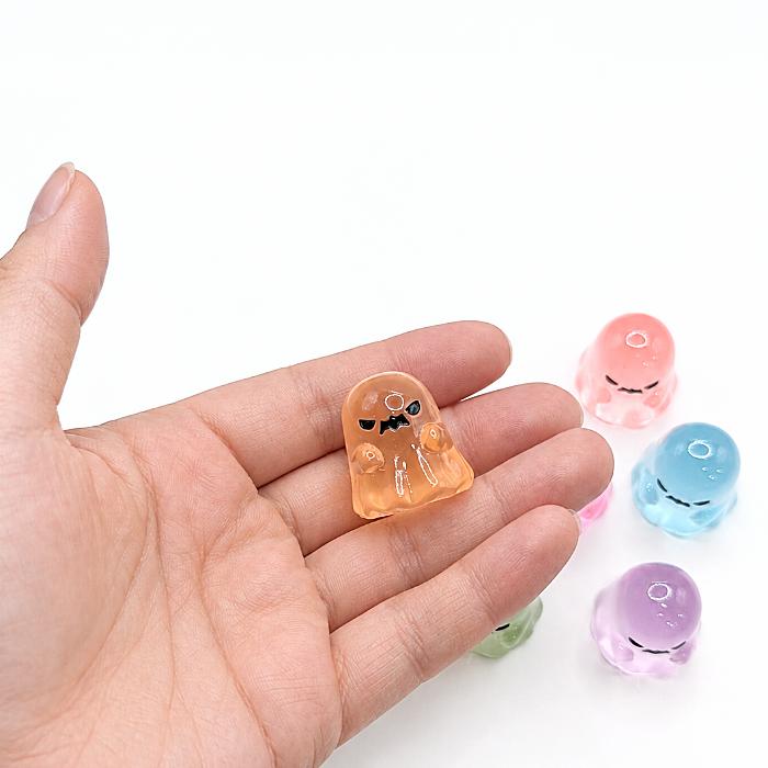 ハロウィンパーツ ゴースト 蓄光 25×27mm 色おまかせ3個 ミックス