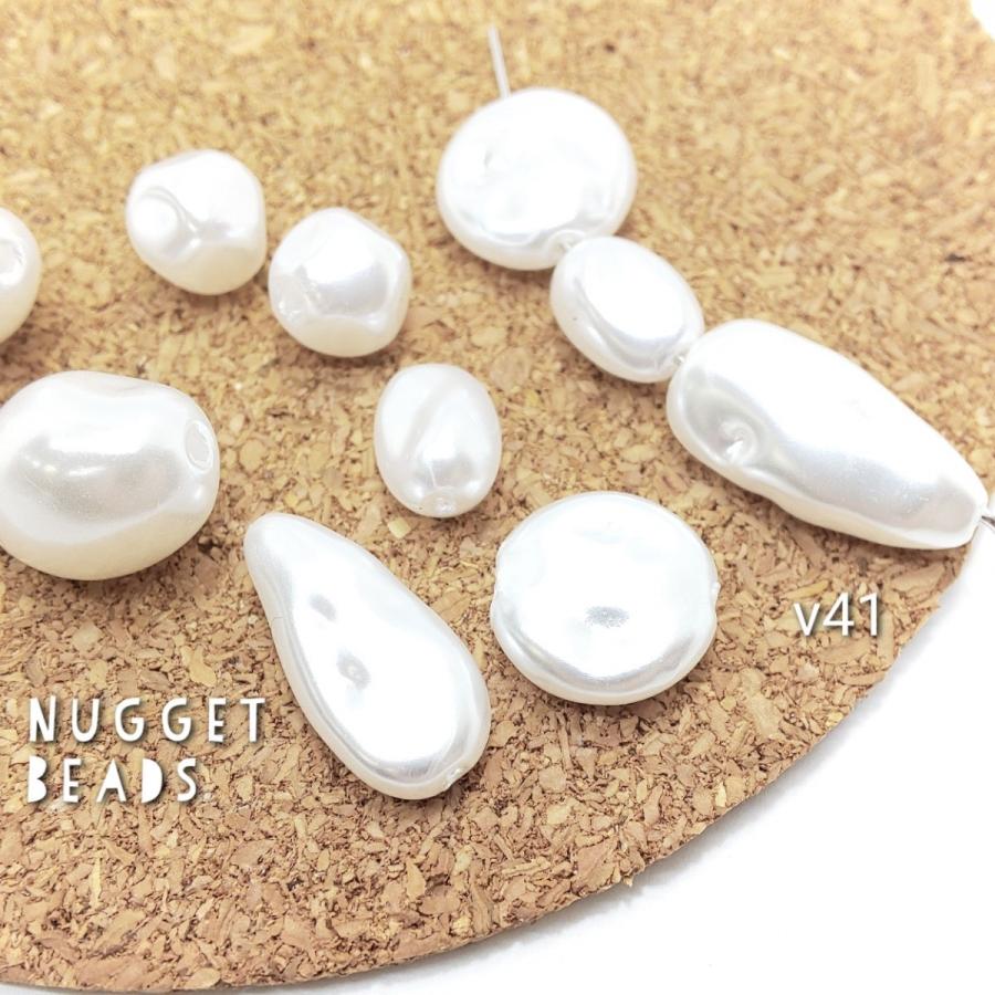 10個 ツヤパール調 ナゲットアクリルビーズセット : v41 : うさぎの 