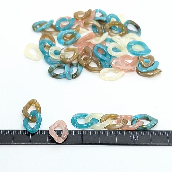 アクリルビーズ コマチェーンパーツ 17mm 約45個 ランダム ミックス