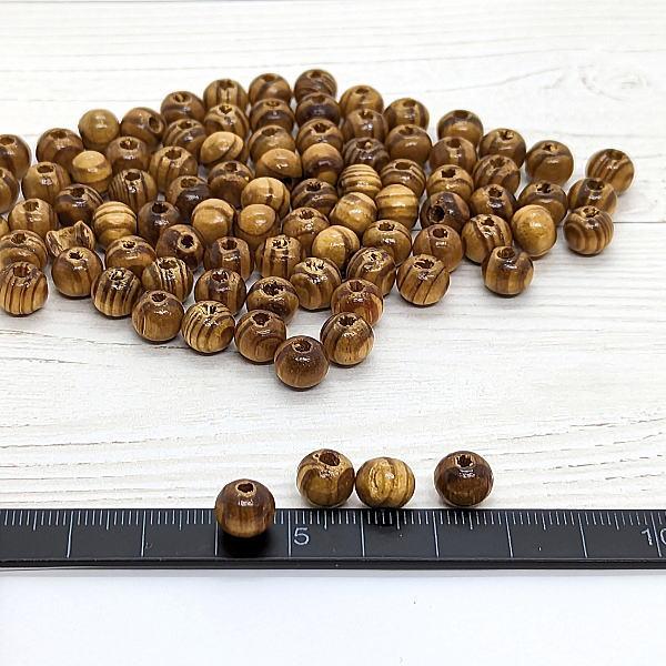 ウッドビーズ アクセサリー パーツ 8mm 約80個 木製ビーズ ストライプ