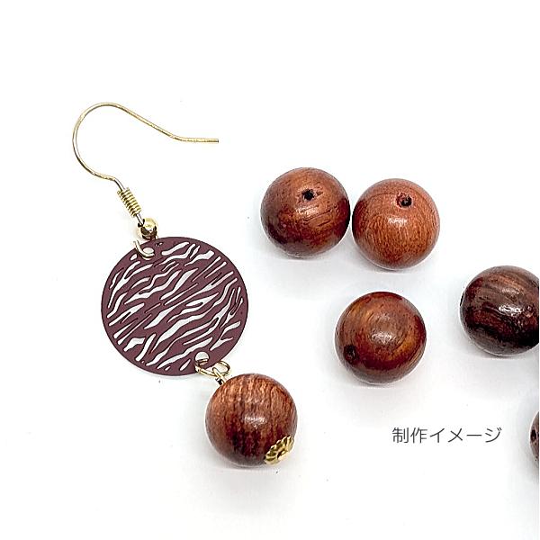 ウッドビーズ 木製 アクセサリー パーツ 12mm 10個 ブラウン 丸