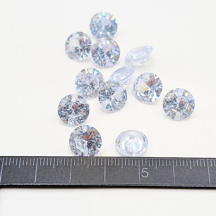 キュービックジルコニア 10mm 4個 クリア 透明系 チャーム 横穴あり 