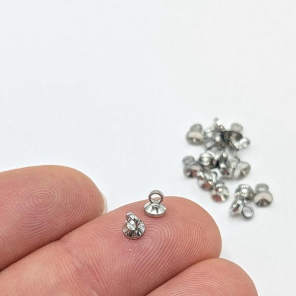 ヒートン キャップ 芯なし 4mm×3.8mm 約20個 ロジウム色 小さい 基礎