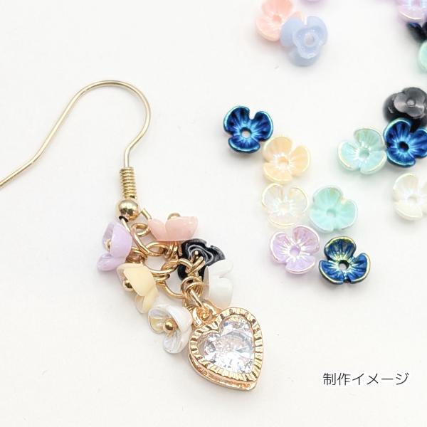 フラワービーズ 6mm 約20個 小花 小さな 3花びら ビーズ 花座 手芸 AB