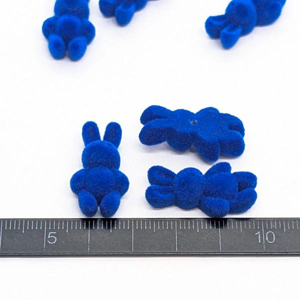 デコパーツ うさぎ 26mm 1個 フロッキー ブルー 青系 アクリル製 半