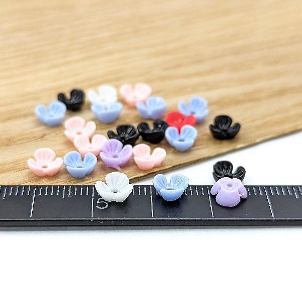 ビーズ 6mm 小花 フラワービーズ 花座 手芸 ビーズキャップ ランダム