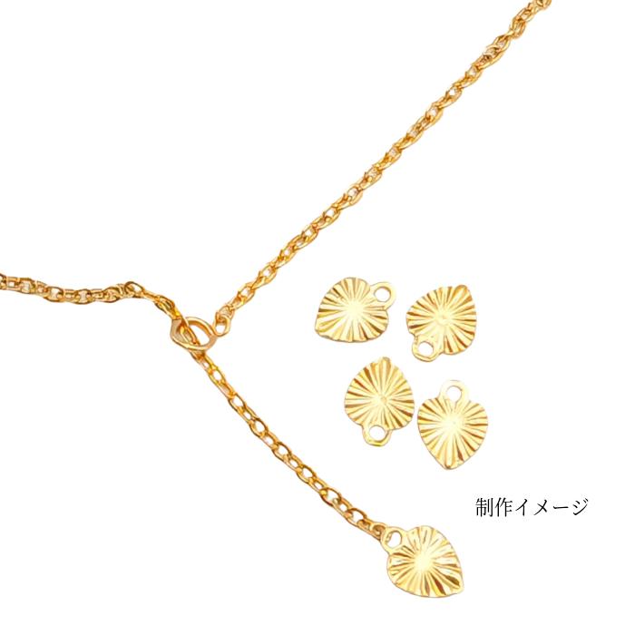 チャーム ステンレス製 8mm×6mm 10個 18KGP 本金メッキ 放射エンボス