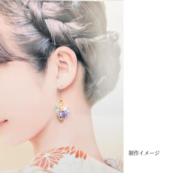 ガラスビーズ さくら ストラップ ピアス ガラスビーズ 桜 12mm 2個 クリア 透明色 さくら プリントビーズ