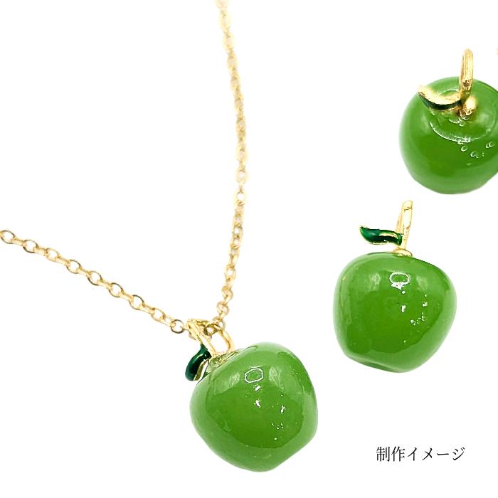 チャーム ランプワークガラス リンゴ ペンダントトップ 18mm×12.5mm 1 