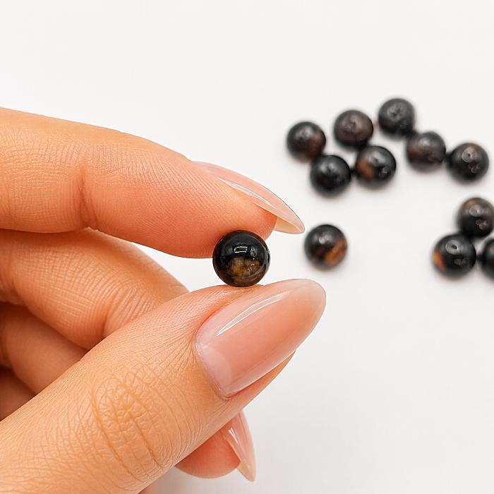 ブラックオニキス カボション 半円 8mm 4個 染め 加熱 パワーストーン