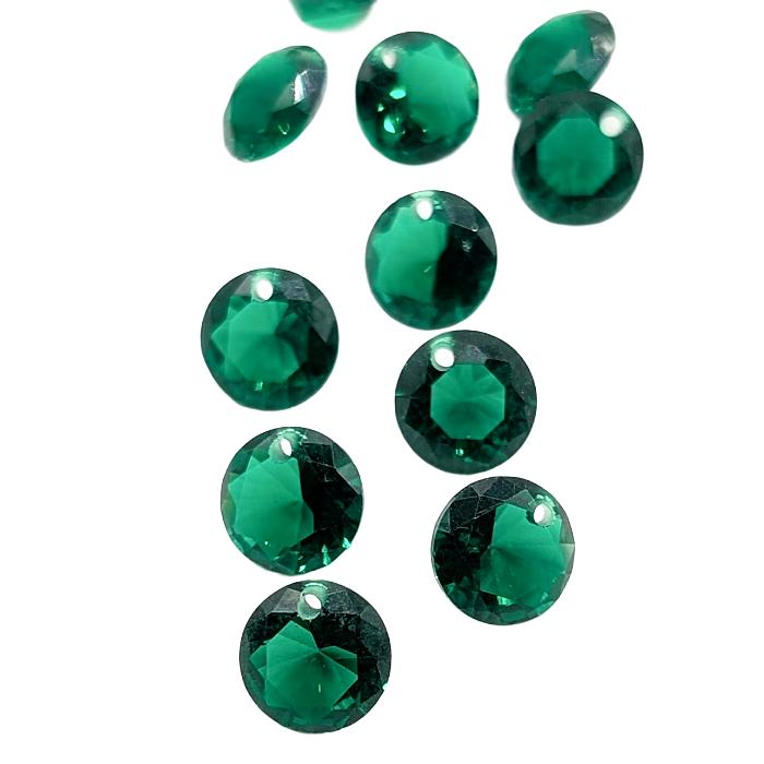 キュービックジルコニア 8mm 6個 グリーン 緑系 チャーム 横穴あり