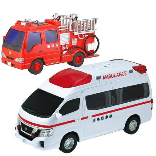 2台セット】日産 パラメディク救急車 008004 サウンドポンプ消防車