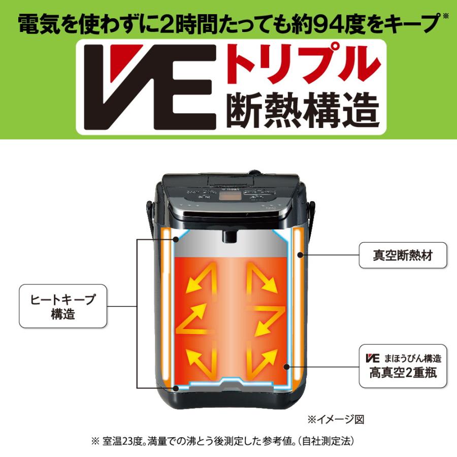 タイガー魔法瓶 蒸気レスVE電気まほうびん とく子さん 3.0L ブラック