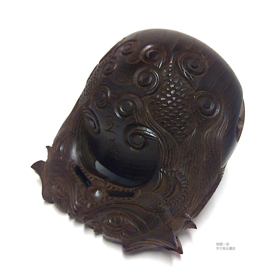 仏教美術 上級 細密 古木 龍彫り 玉鱗 職人手彫り 時代 木魚 本体 愛知県製] 本桑 木魚 龍彫り 6.5号 布団・皮巻き撥セット 最高級 希少