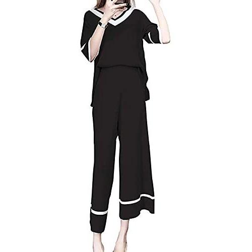 ブランドグッズ ニーマンバイ 2点 セットアップ Vネック ニット ガウチョパンツ カジュアル 切り替え 配色 パンツスーツ ワイ お得なクーポン配布中 Www Superavila Com