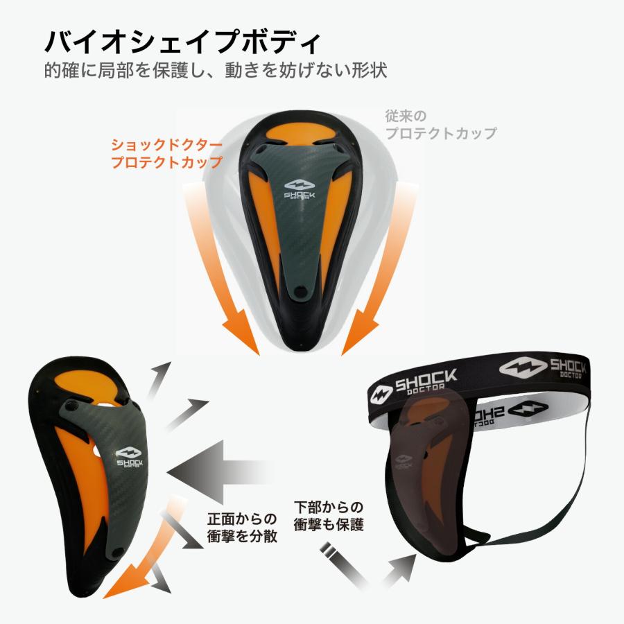 ShockDoctor公式 ショックドクター カーボンフレックスカップ CARBON FLEX CUP 1個入 M -L 男性用 グレー オレンジ 100T 100A ファールカップ | ショックドクター | 06