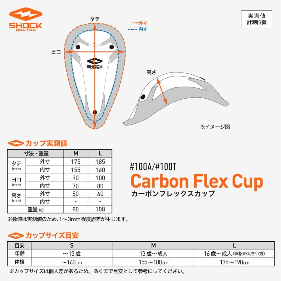 ShockDoctor公式 ショックドクター カーボンフレックスカップ CARBON FLEX CUP 1個入 M -L 男性用 グレー オレンジ 100T 100A ファールカップ | ショックドクター | 08