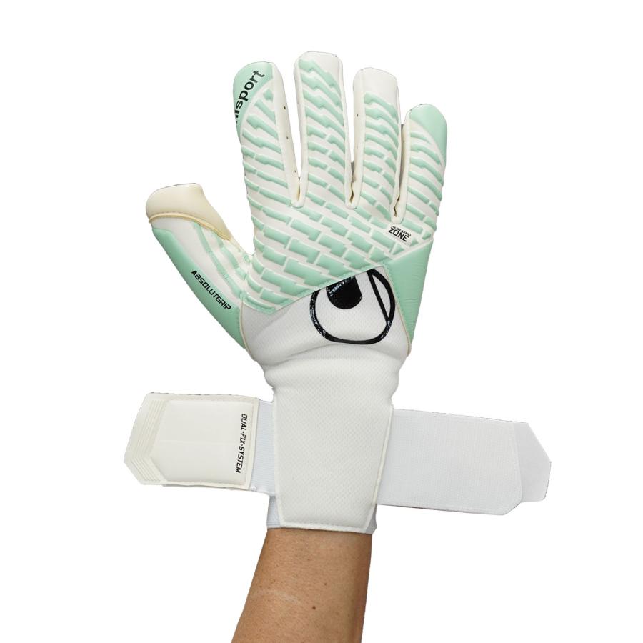 uhlsport公式 ウールシュポルト ファングマシーネ アブソルートグリップタイト ハーフネガティブ 5~11号 ジュニア対応 ホワイトxミントxブラック 1011398-01の画像