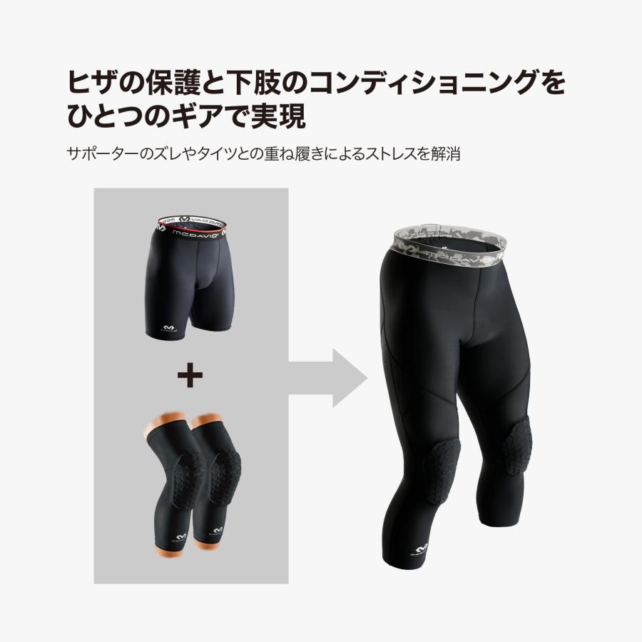 McDavid公式 マクダビッド |HEX ニーパッド 3/4レングス タイツ 1枚入 S -XL メンズ ユニセックス 7分丈 パッド内蔵 M20260 コンプレッションウェアの画像