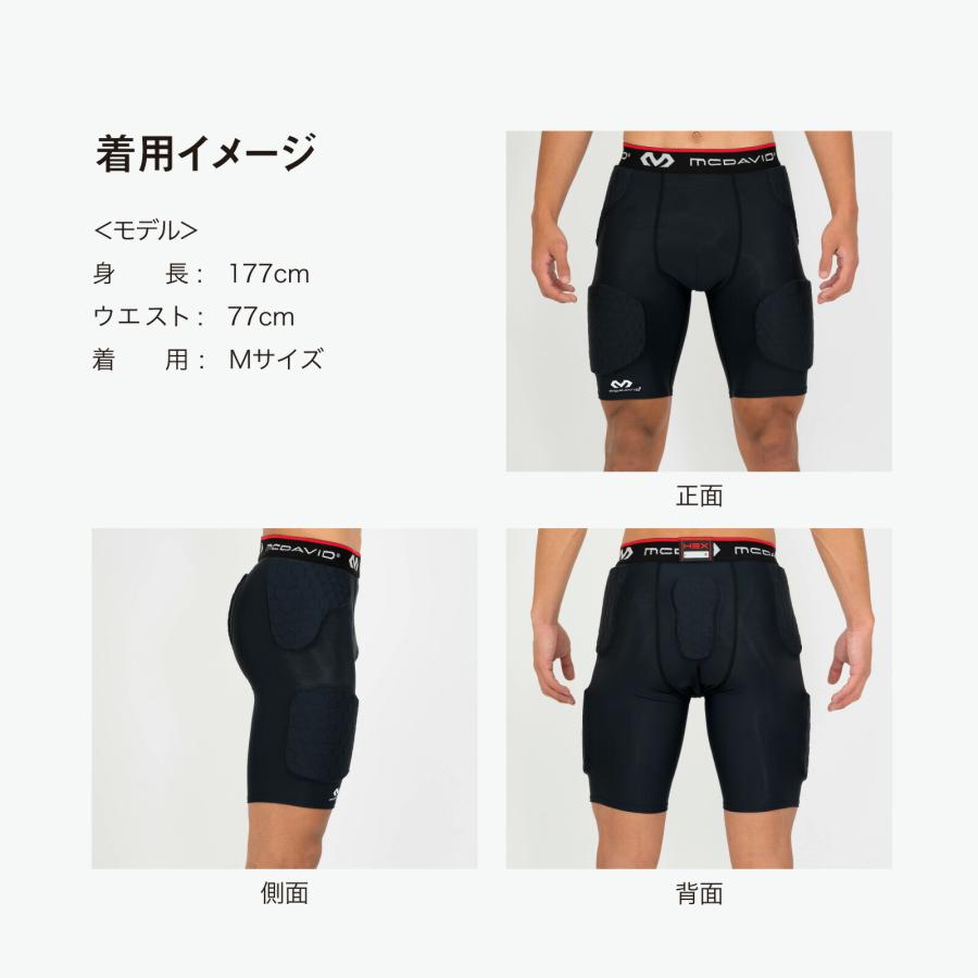 McDavid公式 マクダビッド HEX サッドショーツ 1枚入 規格外 2XL メンズ ユニセックス ヒザ上丈 パッド内蔵 ポケット付 UVカット M737 コンプレッションウェアの画像
