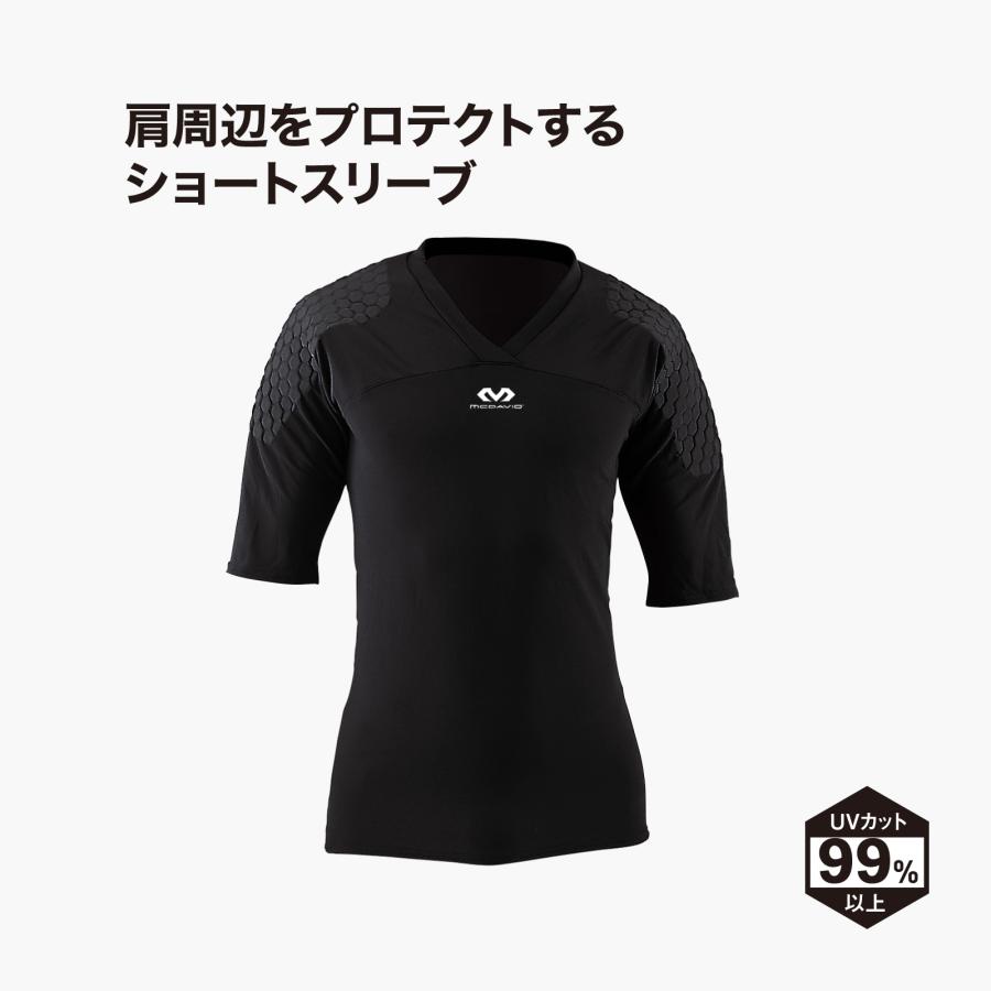 McDavid公式 マクダビッド HEX GKシャツ ショートスリーブ 1枚入 S -XL メンズ ユニセックス 半袖 パッド内蔵 UVカット ブラック M7733 コンプレッションウェアの画像