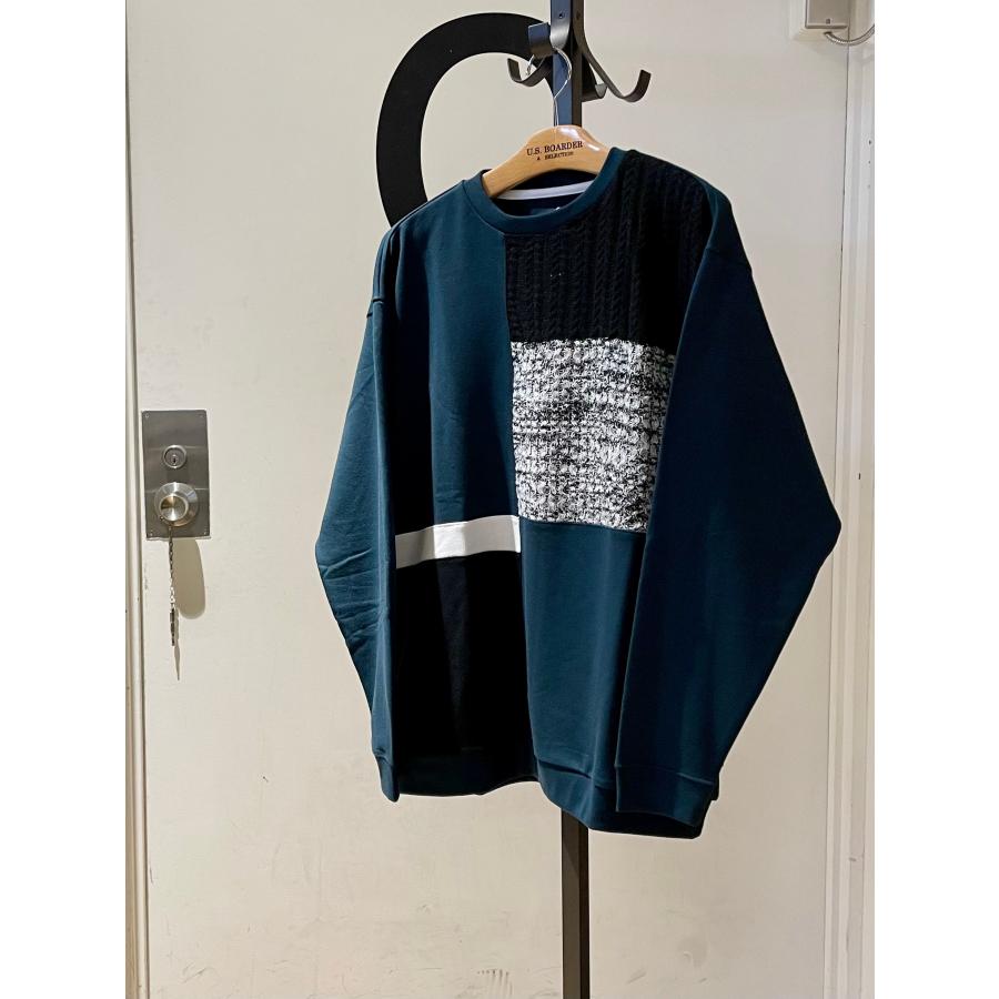 U.S.BOARDER ユーエスボーダー usboarder ニット スウェット カットソー 切り替え グリーン | U.S.BOARDER