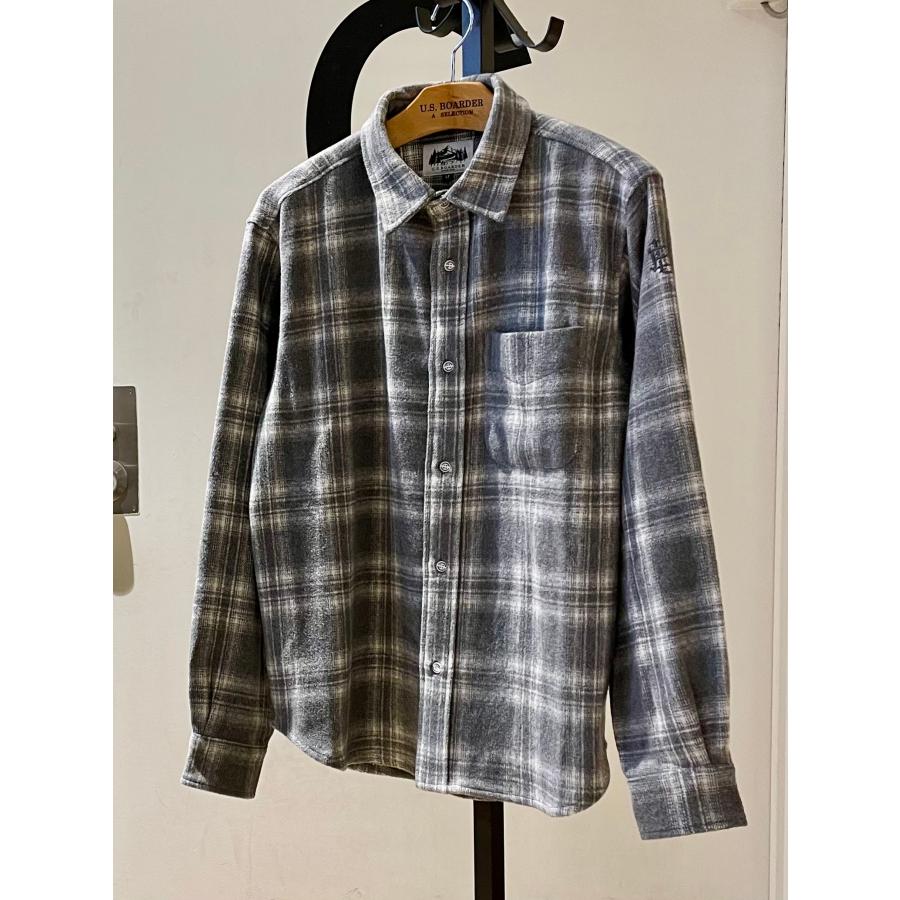 U.S.BOARDER ユーエスボーダー 長袖 シャツ ネルシャツ チェックシャツ オンブレチェック オンブレシャツ グレー | U.S.BOARDER
