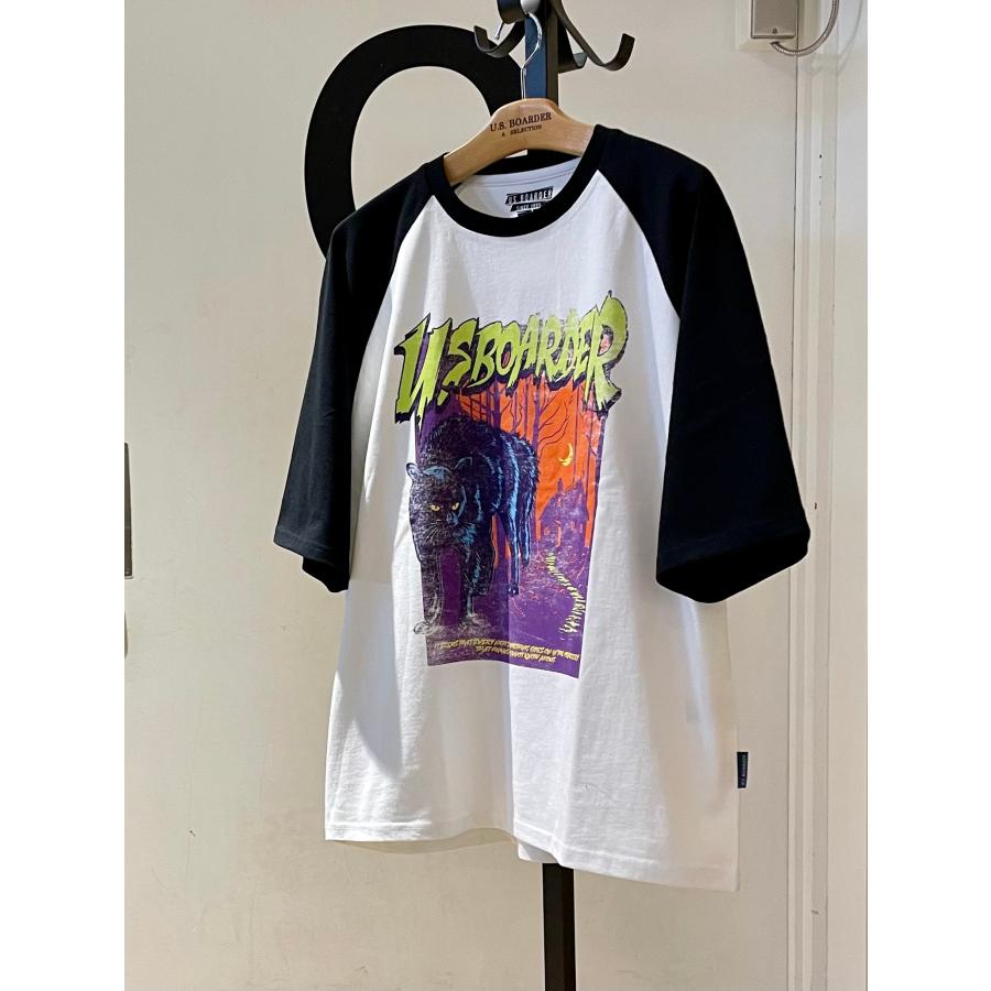 U.S.BOARDER ユーエスボーダー usboarder ラグラン Tシャツ ホラー プリント 古着風 | U.S.BOARDER