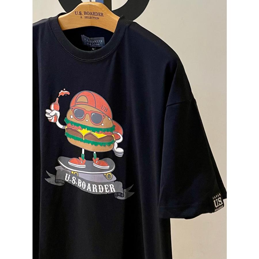 U.S.BOARDER ユーエスボーダー 半袖 カットソー Tシャツ プリント ハンバーガー ブラック | U.S.BOARDER | 01