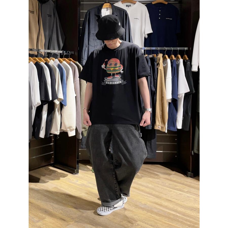 U.S.BOARDER ユーエスボーダー 半袖 カットソー Tシャツ プリント ハンバーガー ブラック | U.S.BOARDER | 02