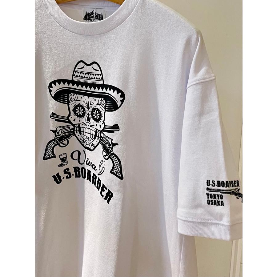 U.S.BOARDER ユーエスボーダー Tシャツ ヘビーウェイト スカル メキシカンスカル ドクロ ホワイト | U.S.BOARDER | 01
