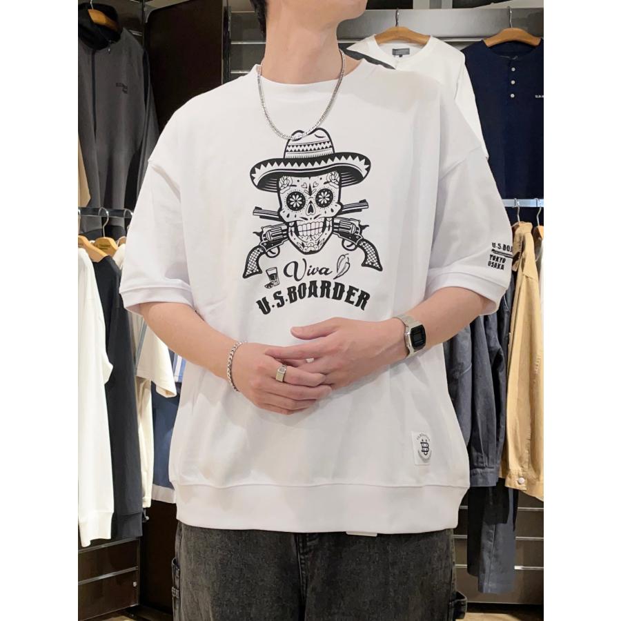 U.S.BOARDER ユーエスボーダー Tシャツ ヘビーウェイト スカル メキシカンスカル ドクロ ホワイト | U.S.BOARDER | 03