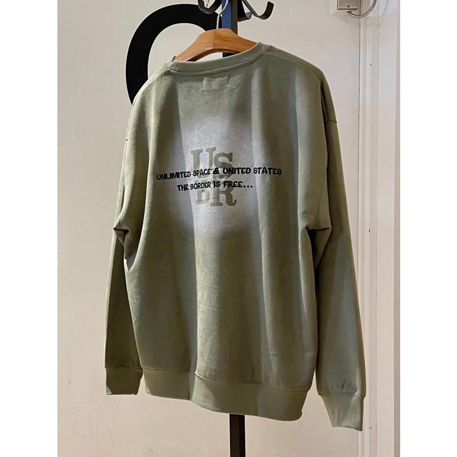 U.S.BOARDER ユーエスボーダー スエード トレーナー スウェット オリーブ カーキ グリーン | U.S.BOARDER