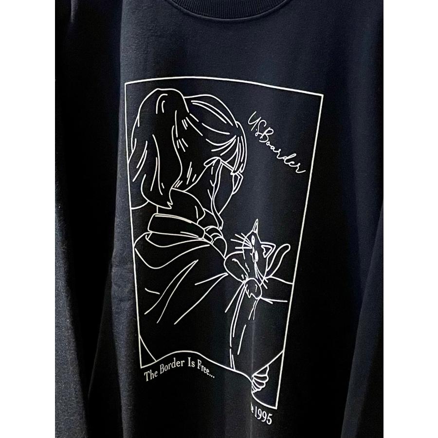 U.S.BOARDER ユーエスボーダー 裏起毛 トレーナー スウェット ガール ヘッドホン 猫 ブラック | U.S.BOARDER | 01