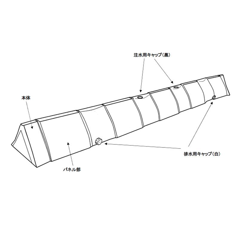 受注生産 防災用具 ウォーターフェンス パネル式 P型 2m 三角形 災害 止水 ゲリラ豪雨 洪水 台風 防災 備え 軽量 ナショナルマリン 代引不可の画像