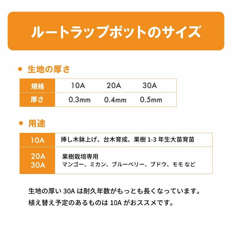 ルートラップ ポット 30A 10枚 直径 57cm × 高さ 40cm 容量 100L 不織布 ポット ルートラップポット 根域制限 防根 遮根 透水 果樹栽培 ハセガワ工業 代引不可 |  | 05