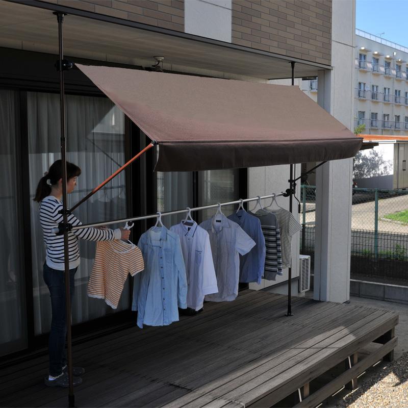 谷村実業 日よけ 物干し竿付オーニング 3m カラー選択 ひさし 庇