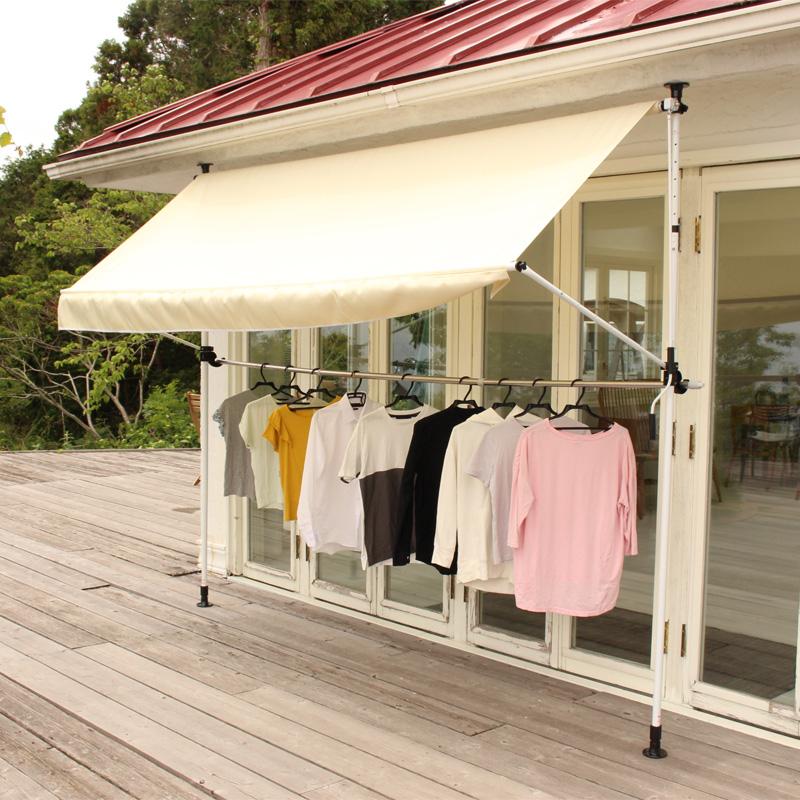谷村実業 日よけ 物干し竿付オーニング 3m カラー選択 ひさし 庇