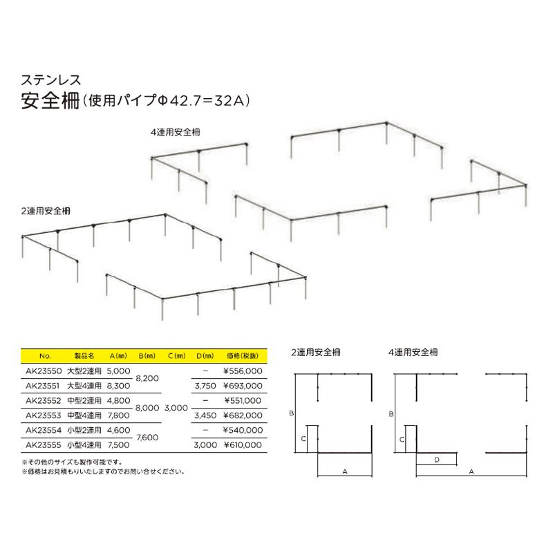 遊具 安全柵 中型2連ブランコ用 前後コの字 AK23552 ステンレス ブランコ 浅野金属工業 アM 代引不可_1