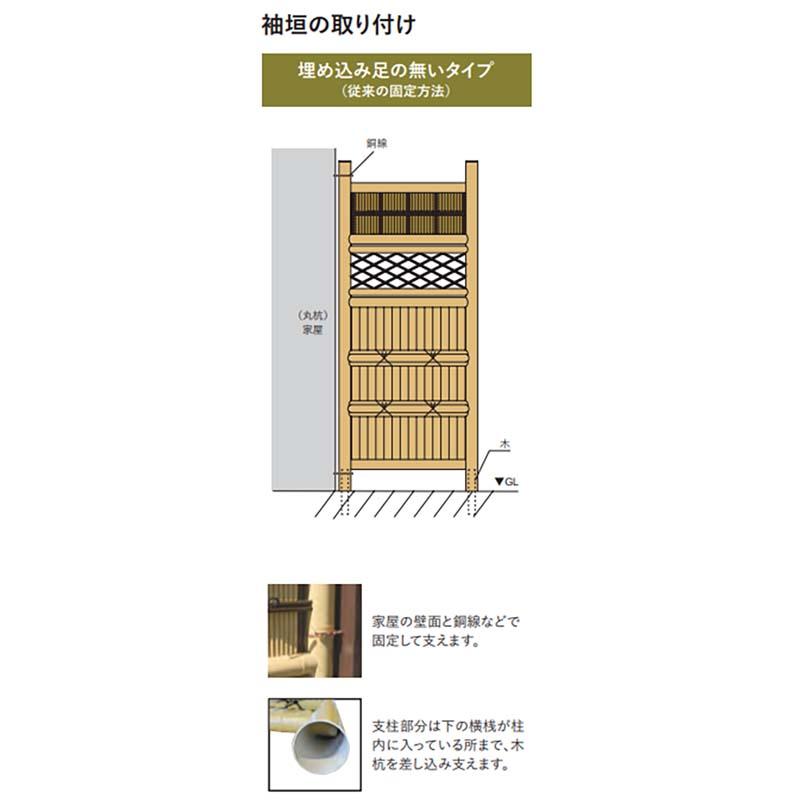 人工竹垣 袖垣 大津袖垣 W750×H1650mm A60FF015A エクステリア