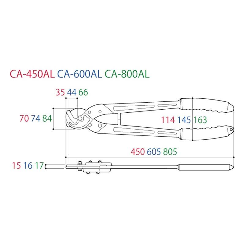 ケーブルカッター アルミハンドルケーブルカッター 600mm CA-600AL 電気工事 電気設備 工具 大型 TSUNODA ツノダ T儀D_1