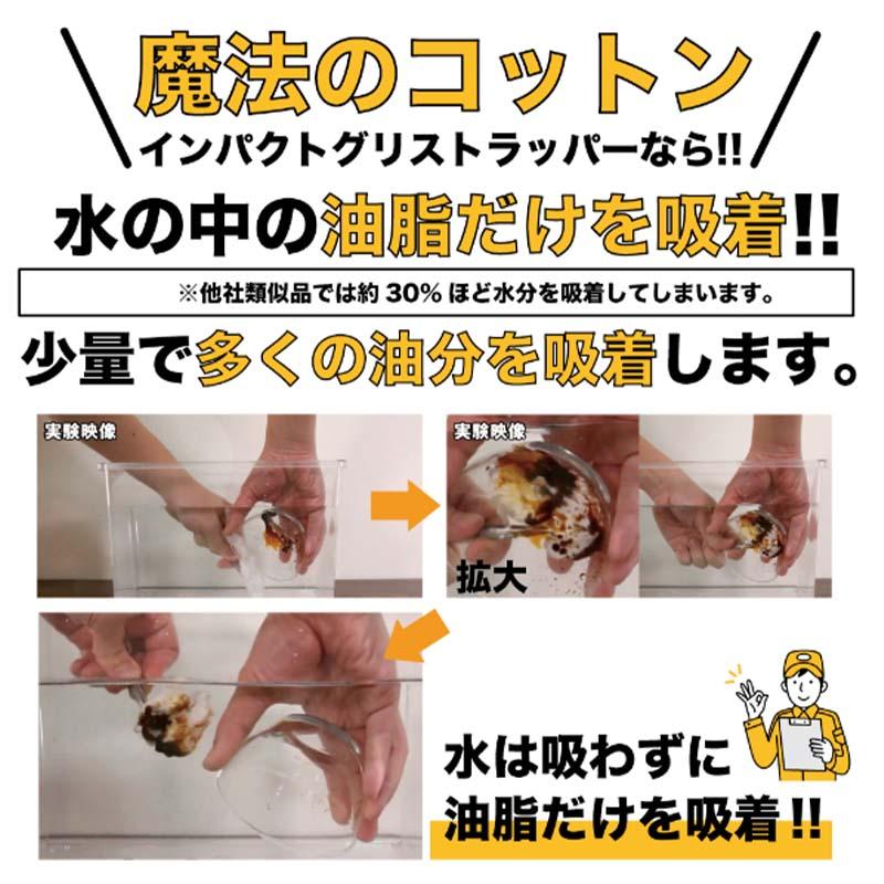 油脂吸着材 インパクトグリストラッパー コットン 300g トング付 50g×6袋セット 油 吸収 吸着 プロアップ PROUP Wing M ウィングエム フTD_4