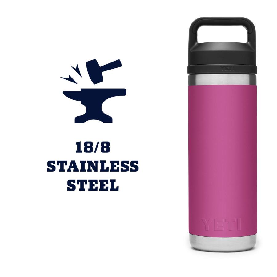 YETI Rambler 18オンス ボトル キャップ付き 真空断熱 ステンレス製、プリックリーピアー | YETI | 05
