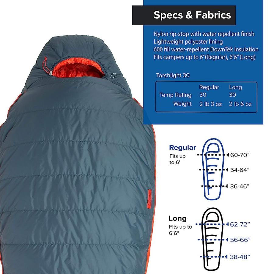 BIG AGNES TORCHLIGHT (600 DOWNTEK) SLEEPING BAG, 30 DEGREE, LONG | BIG AGNES | 03