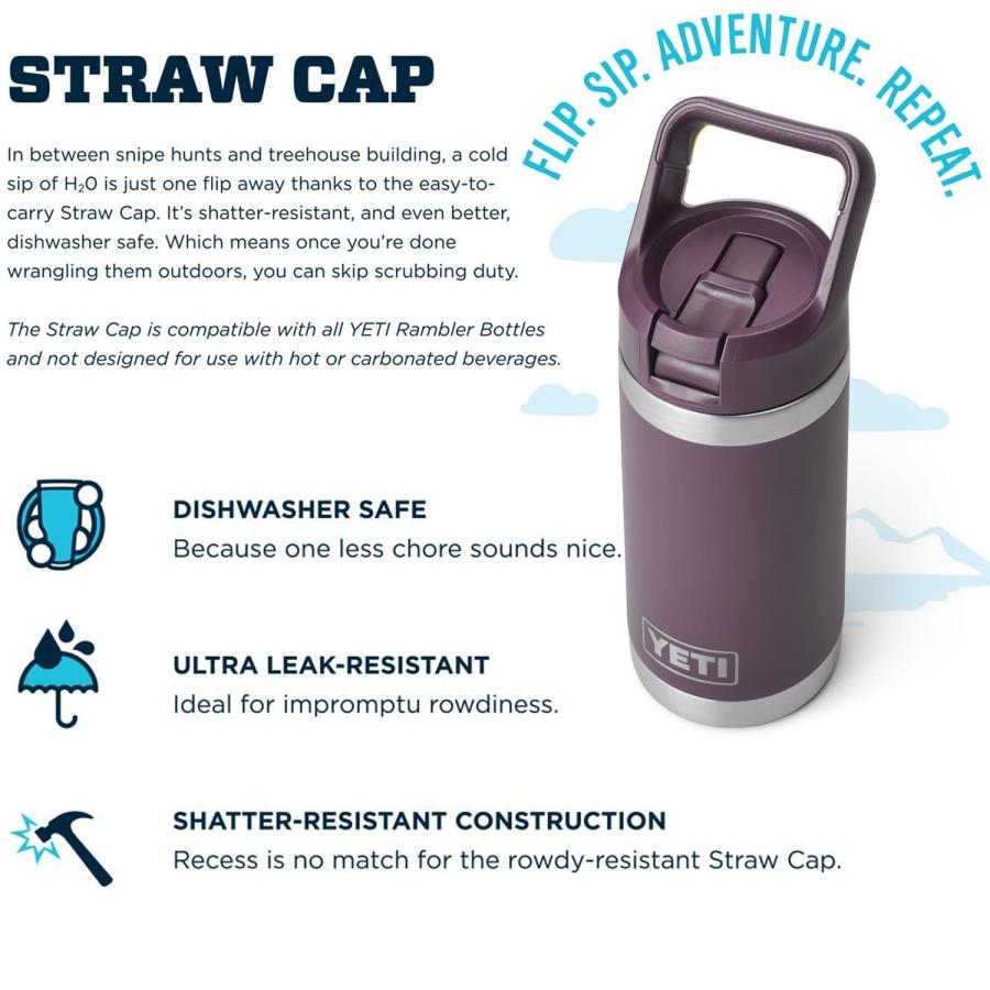 YETI Rambler Jr. 12オンス キッズボトル ストローキャップ付き 真空断熱 ステンレス製、ノルディックパープル | YETI | 05