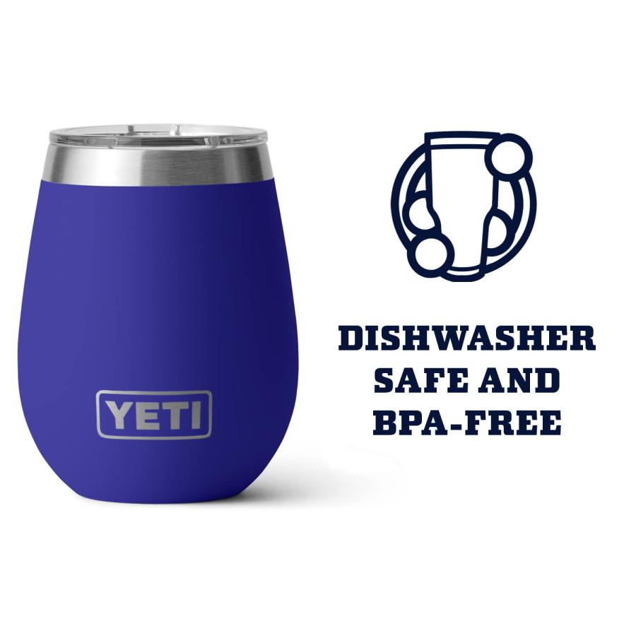 YETI Rambler 10オンス ワインタンブラー マグスライダー蓋付き 真空断熱 ステンレス製、オフショアブルー | YETI | 03