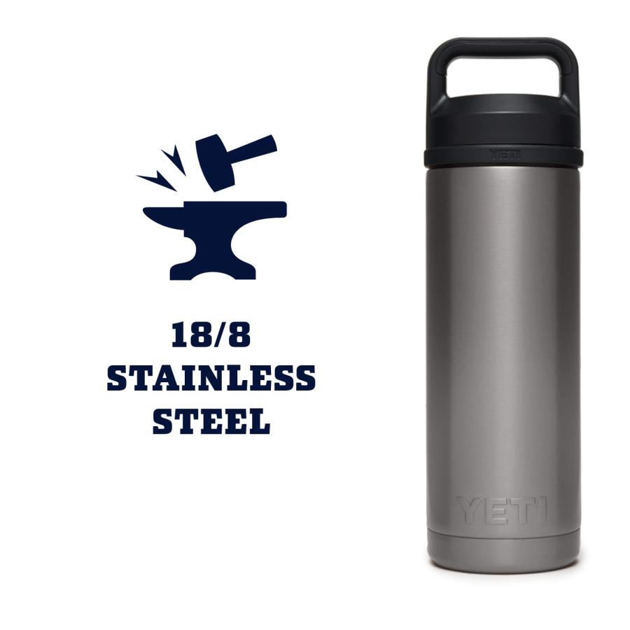 YETI Rambler 18オンス ボトル キャップ付き 真空断熱 ステンレス製、ステンレス | YETI | 05