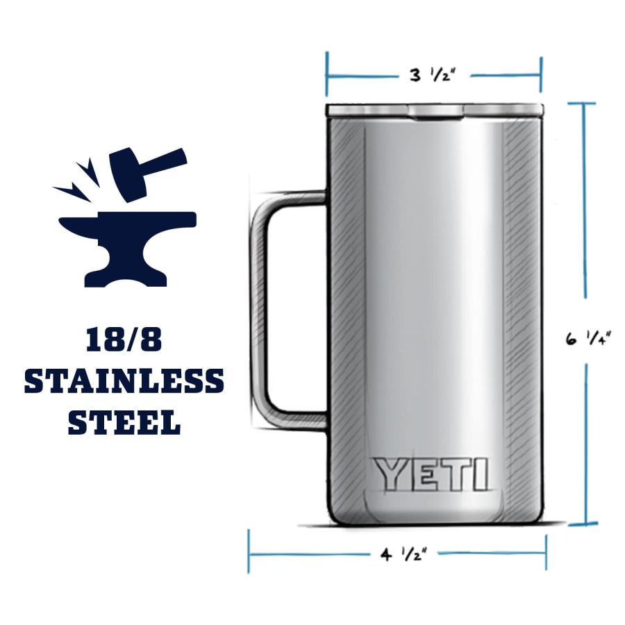 YETI Rambler 24オンス マグカップ マグスライダー蓋付き 真空断熱 ステンレス製、シーフォーム | YETI | 02